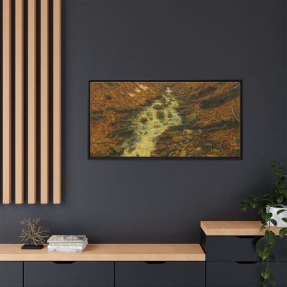 Serene Abstract Nature Canvas Art, Framed Wall Decor, Rustic Home Accent, Earthy Tone Artwork, Tranquil River Scene - TRV
