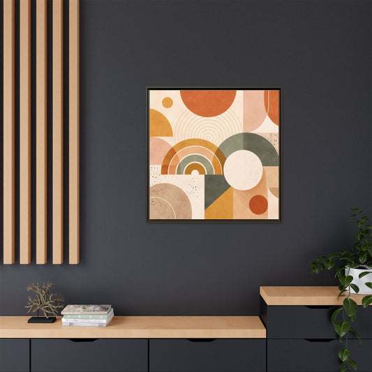 Abstract Terracotta Geometric Rainbow Matte Canvas Framed