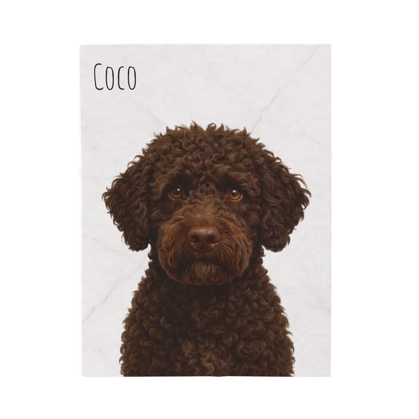 Custom Brown Labradoodle Portrait Blanket | Velveteen Plush Blanket - TRV