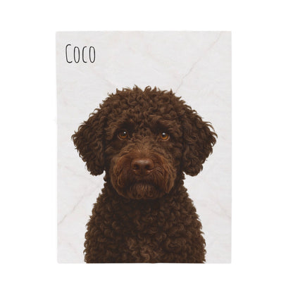Custom Brown Labradoodle Portrait Blanket | Velveteen Plush Blanket - TRV