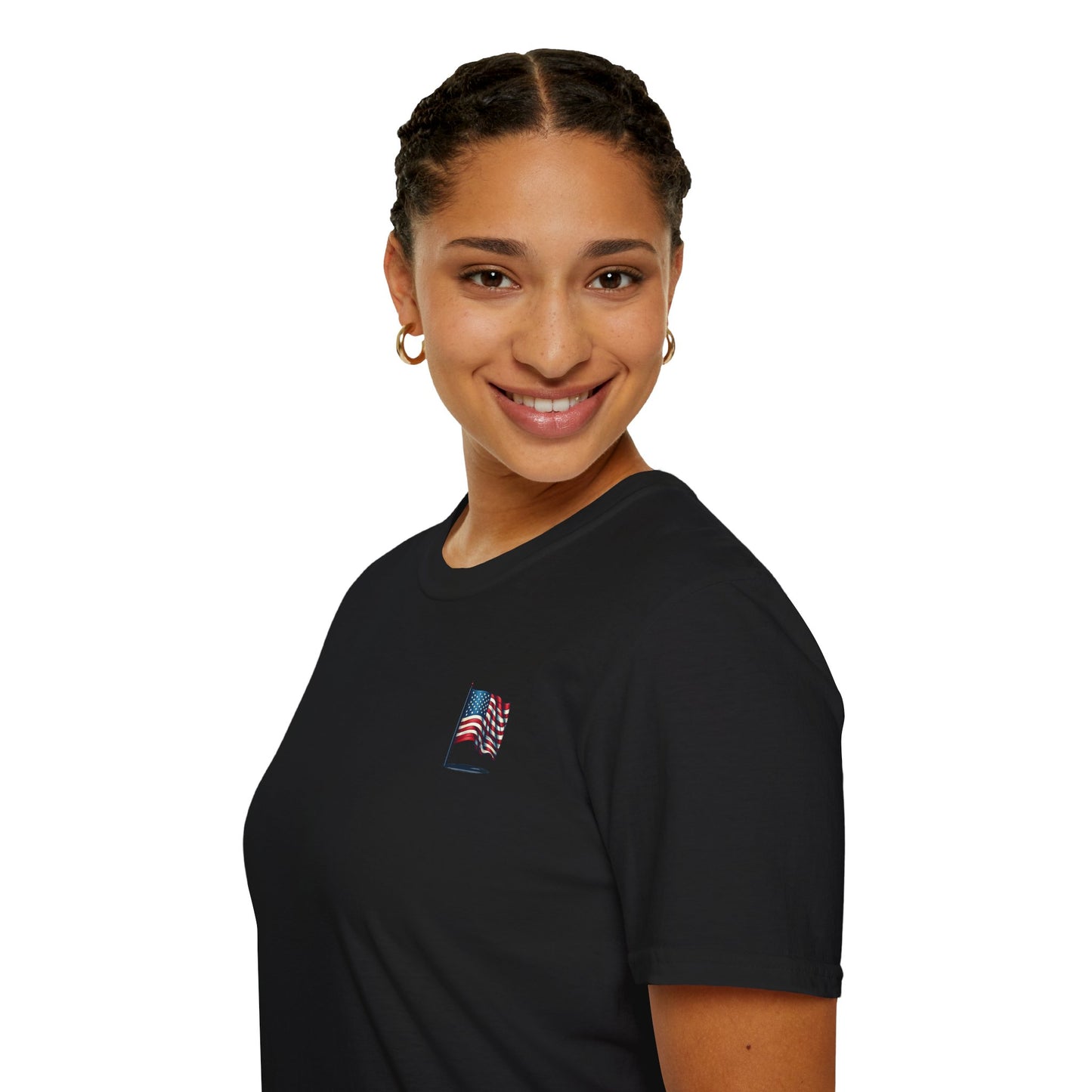 Patriotic Unisex Softstyle T-Shirt, American Flag Tee, USA Pride Shirt, Perfect for Independence Day, Casual Wear - TRV