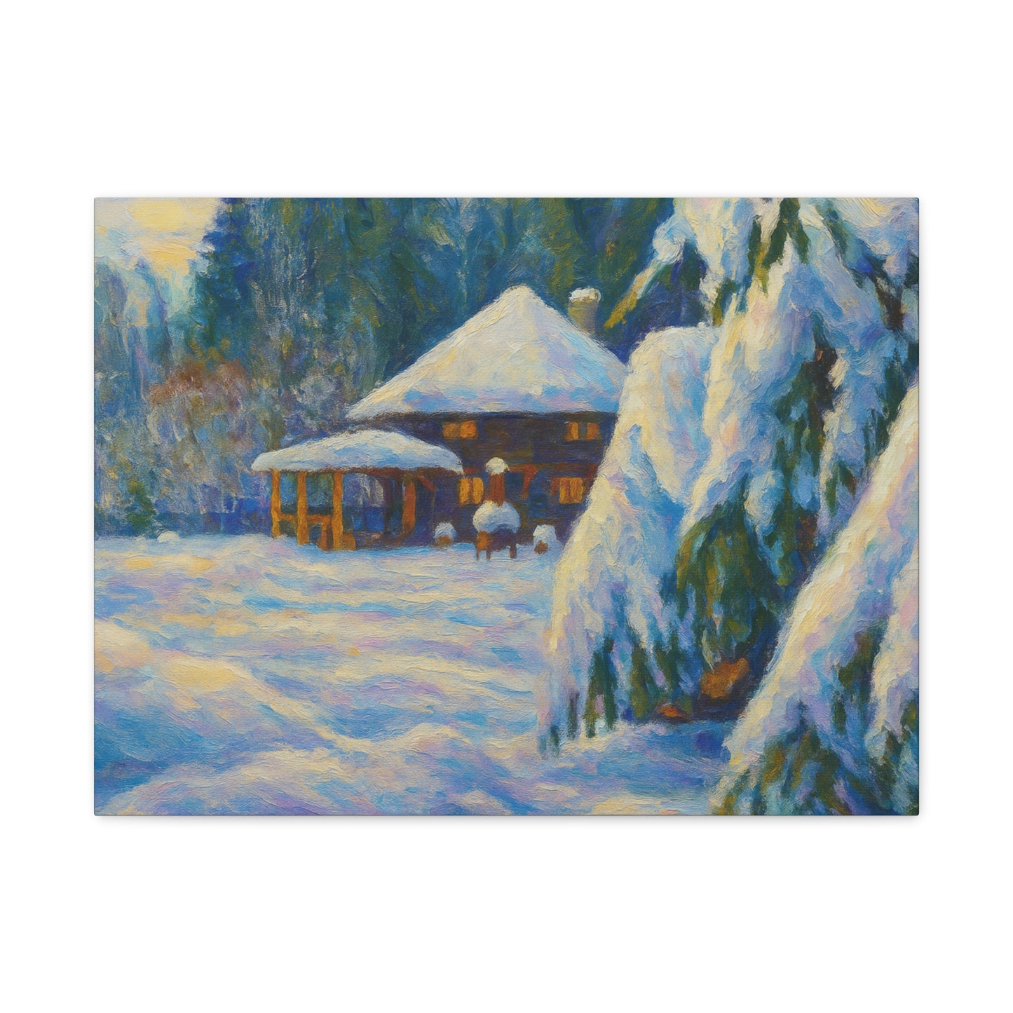 Winter Landscape Canvas Wall Art, Cozy Home Decor, Christmas Gift, Seasonal Artwork, Impressionist Style - TRV