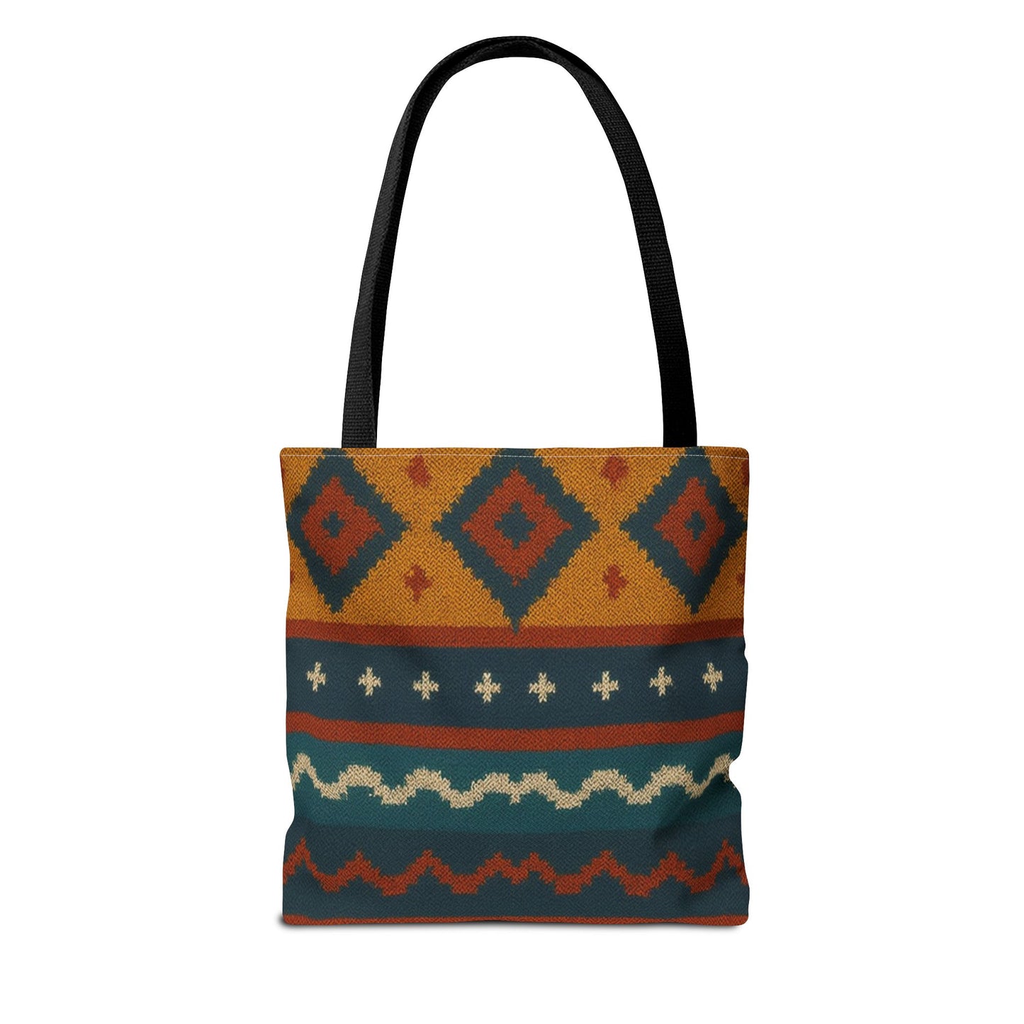 Southwestern Diamond Pattern Tote Bag | Aztec Tribal Geometric Print - TRV