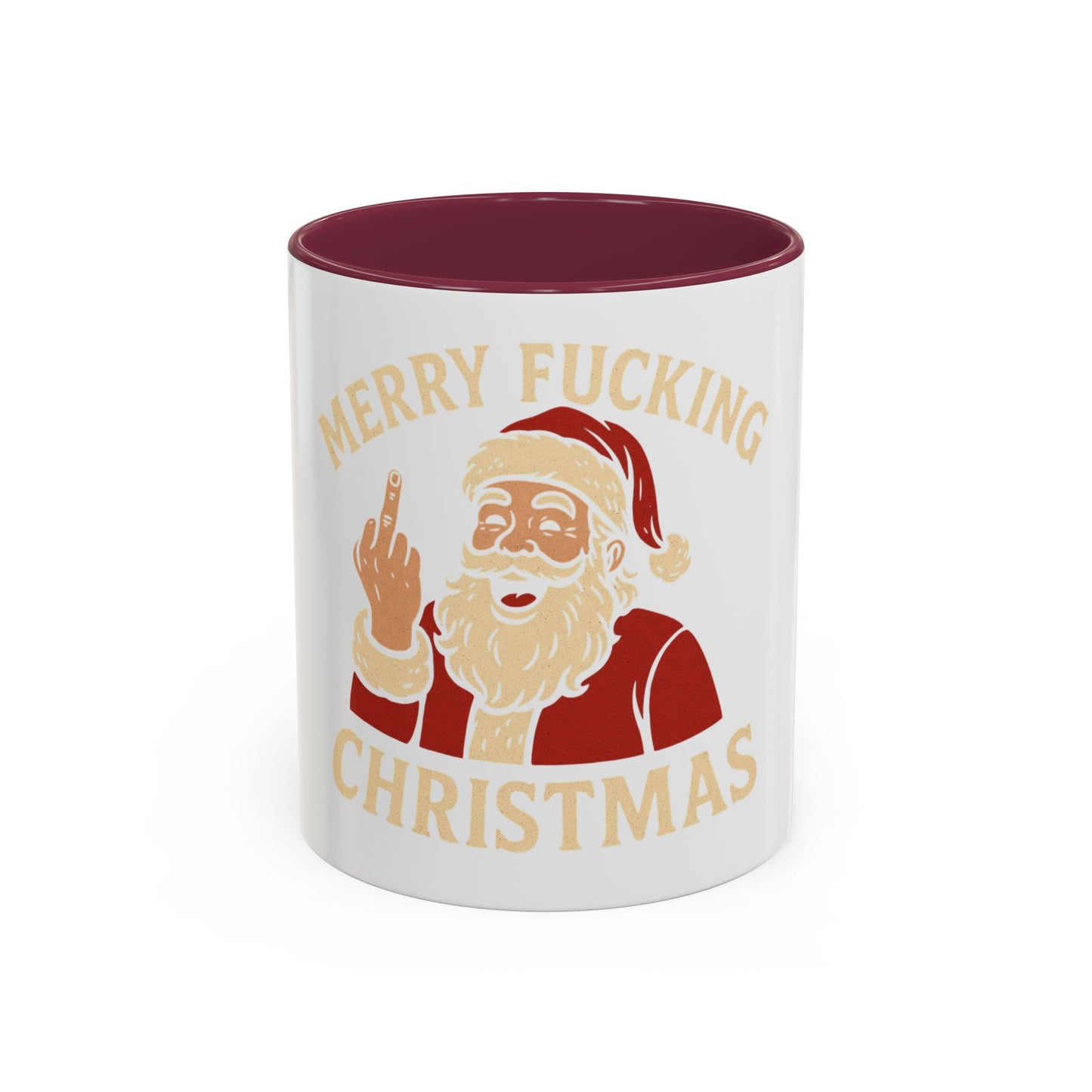 Irreverent Merry Christmas Mug — Funny Santa Middle Finger Coffee Cup (11oz & 15oz)