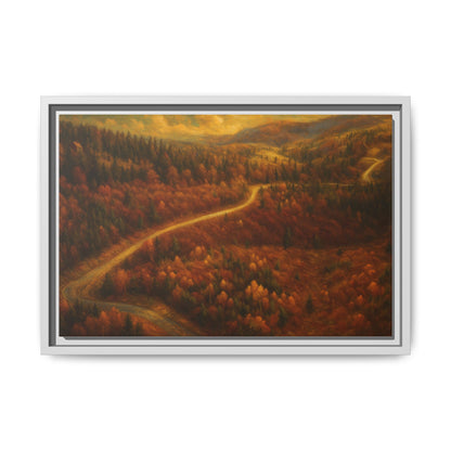 Autumn Landscape Framed Canvas Art, Cozy Home Decor, Warm Fall Vibes, Gift for Nature Lovers, Perfect for Thanksgiving - TRV