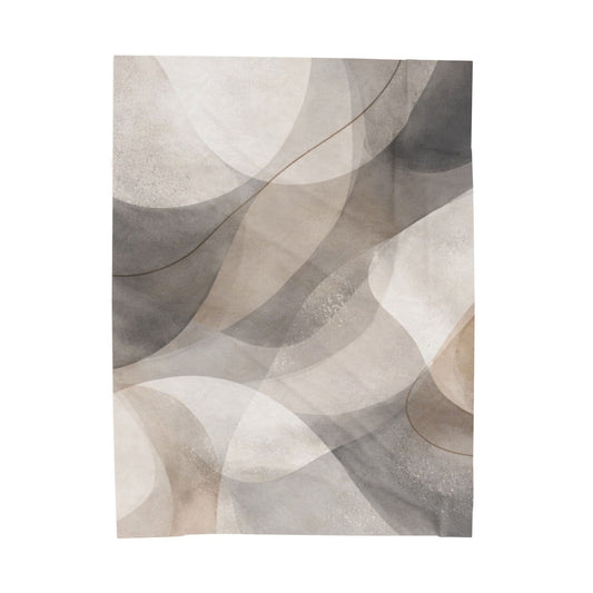 Neutral Abstract Watercolor Blanket | Modern Geometric Waves Throw