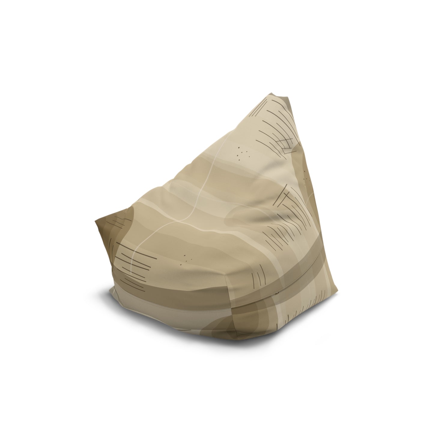 Abstract Neutral Tan Geometric Bean Bag Chair Cover | Modern Desert Tones - TRV