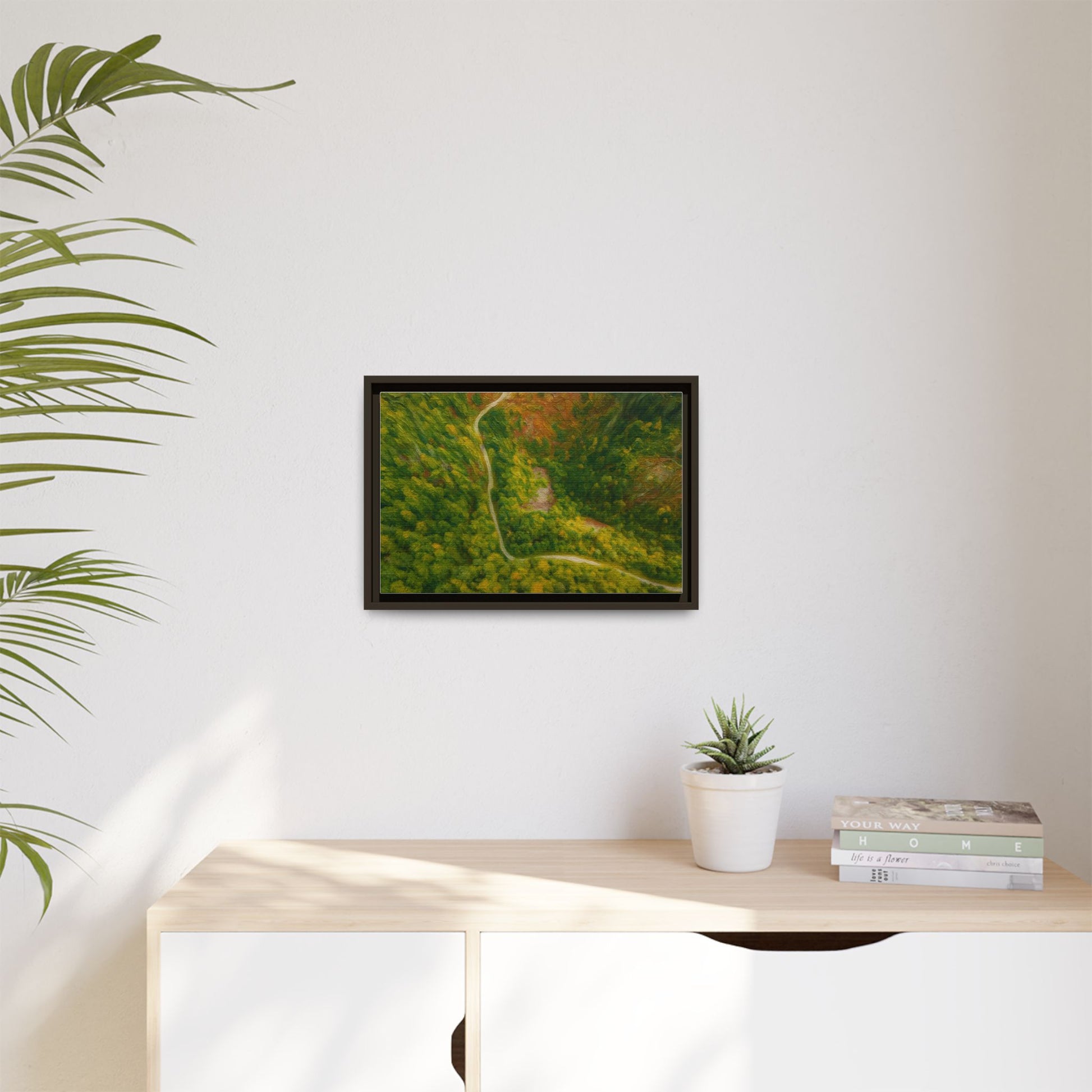 Framed Nature Canvas Art Print, Vibrant Forest Wall Decor, Abstract Landscape Artwork, Home Decoration, Gift for Nature Lovers - TRV