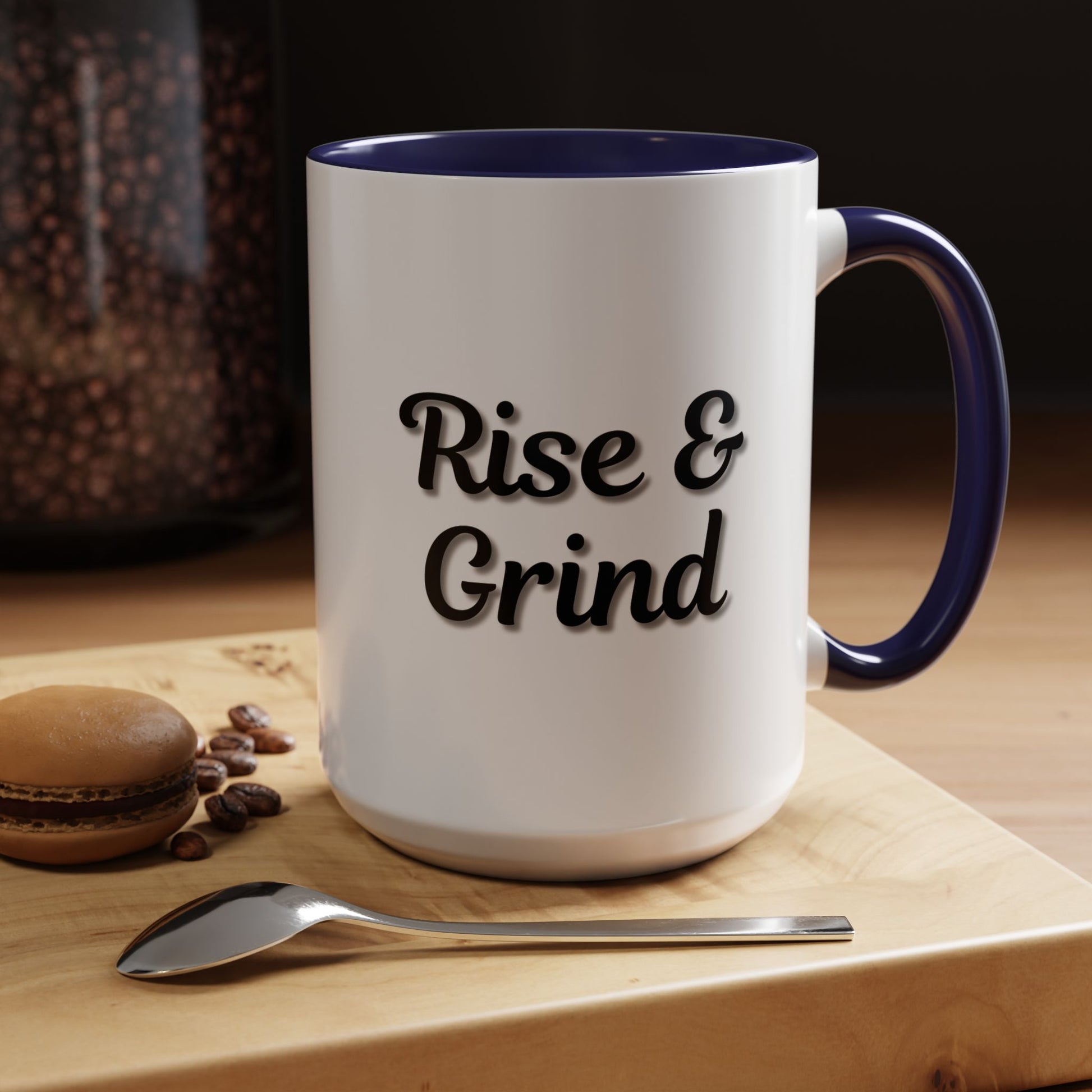 Rise & Grind Coffee Mug – Motivational Black Accent Mug for Daily Inspiration - TRV