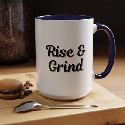 Rise & Grind Coffee Mug – Motivational Black Accent Mug for Daily Inspiration - TRV