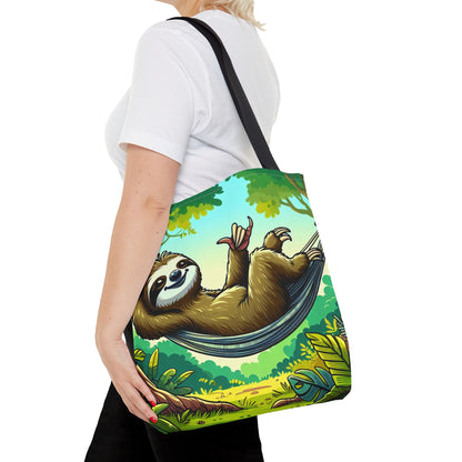 Relaxed Sloth Tote Bag, Cute Eco-Friendly Bag, Gift for Animal Lovers, Beach Bag, Reusable Shopping Tote - TRV