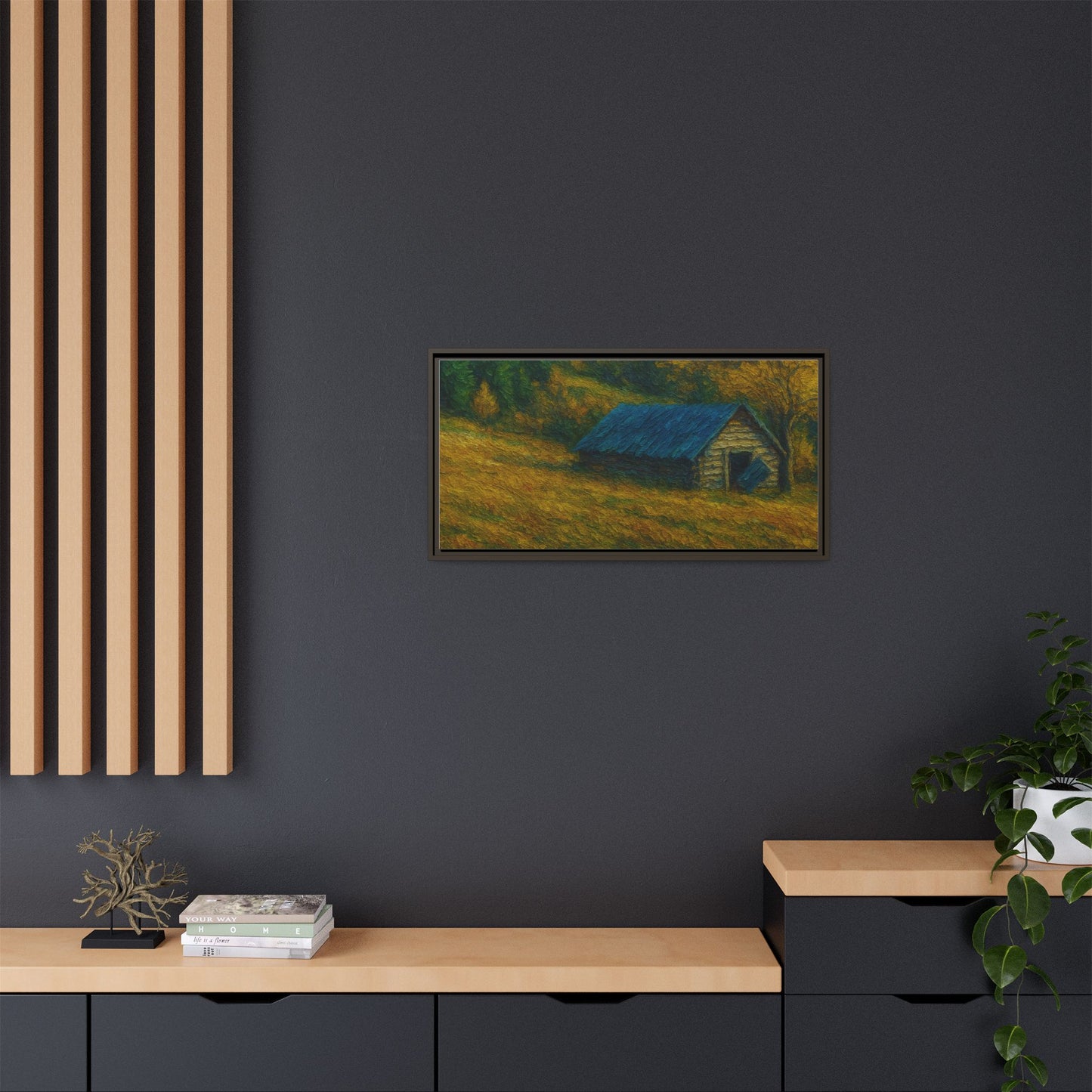 Framed Matte Canvas Print, Rustic Artwork, Farmhouse Decor, Nature Wall Art, Gift for Home, Autumn Decor, Landscape Painting