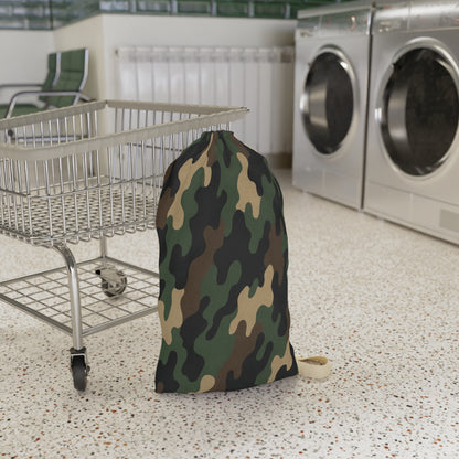 Green Camo Pattern Laundry Bag | Camouflage Sling Wash Bag - TRV