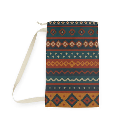 Southwestern Aztec Pattern Laundry Bag | Boho Geometric Drawstring Pouch - TRV