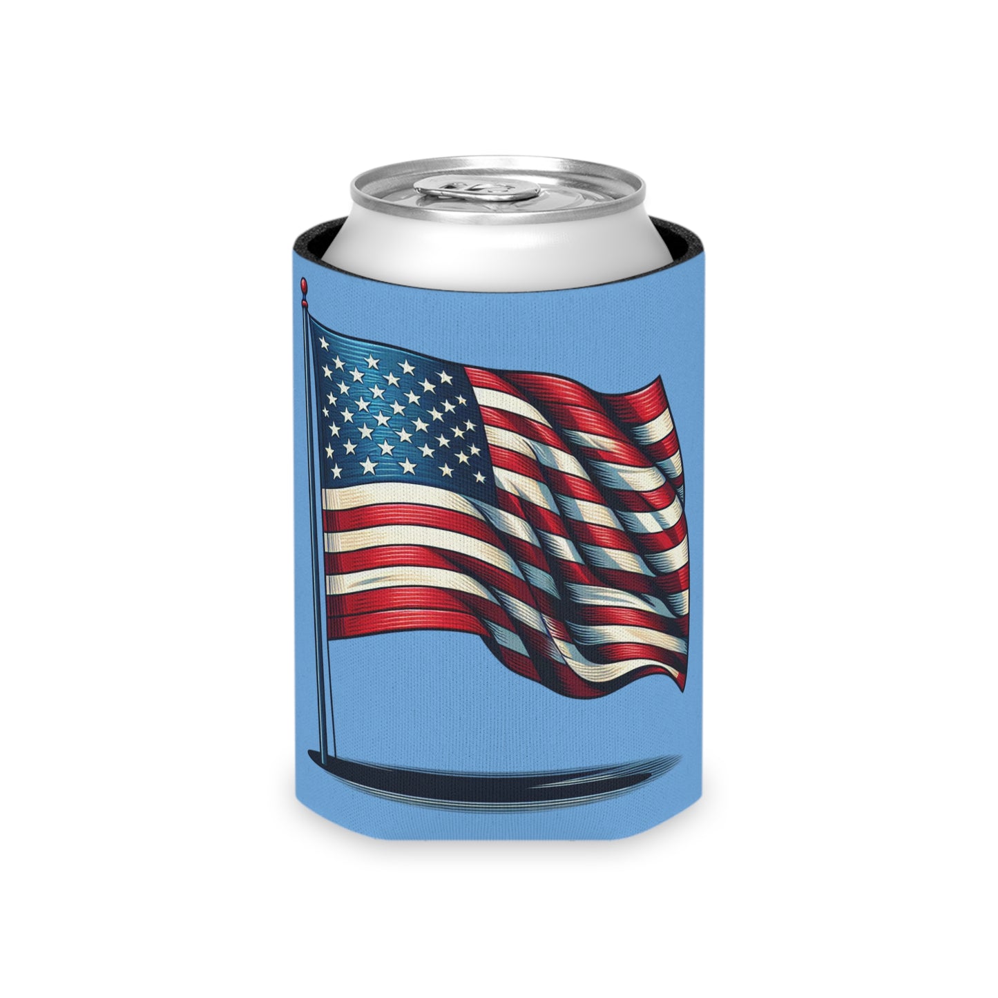Patriotic Can Cooler, American Flag Drink Sleeve, Summer BBQ Beverage Holder, Fourth of July Party Favor, Cooler for Beer & Soda