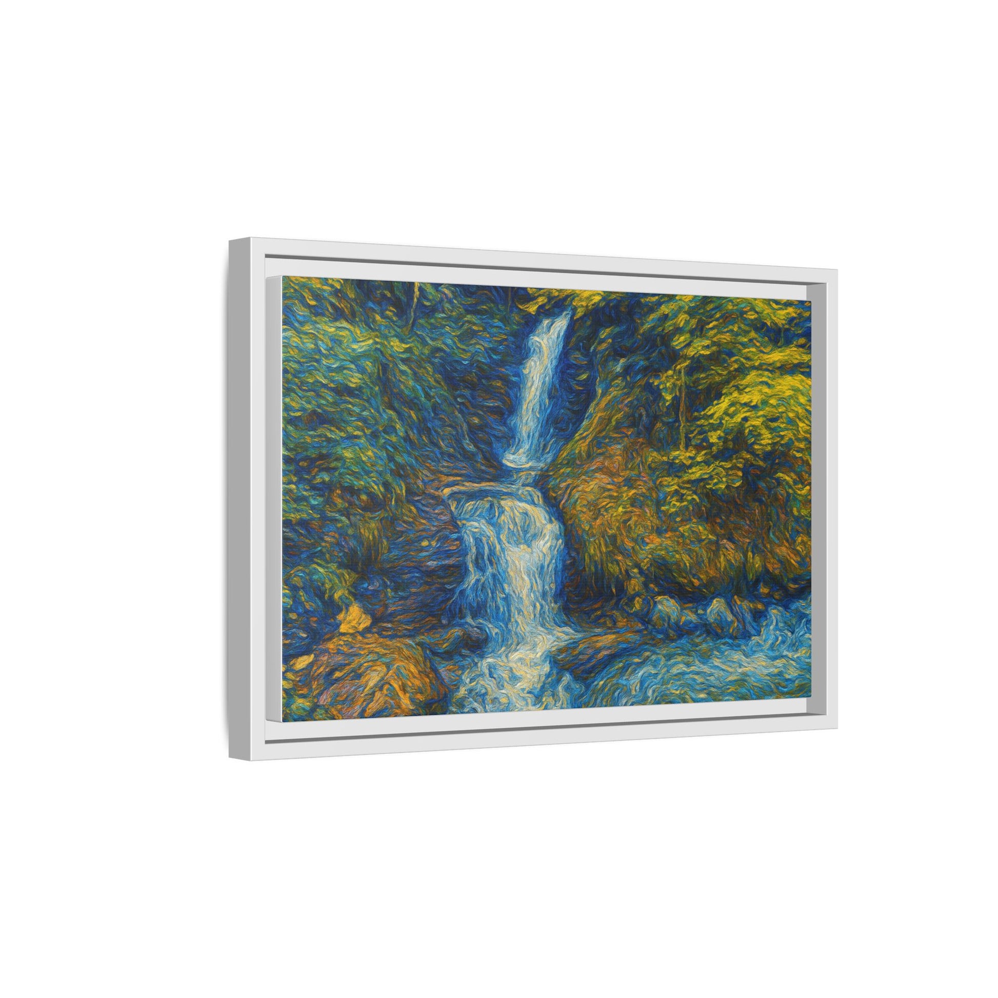 Framed Canvas Art, Majestic Van Gogh Style Waterfall Landscape Wall Decor, Nature Lover Gift, Home Office Artwork, Living Room Decoration - TRV