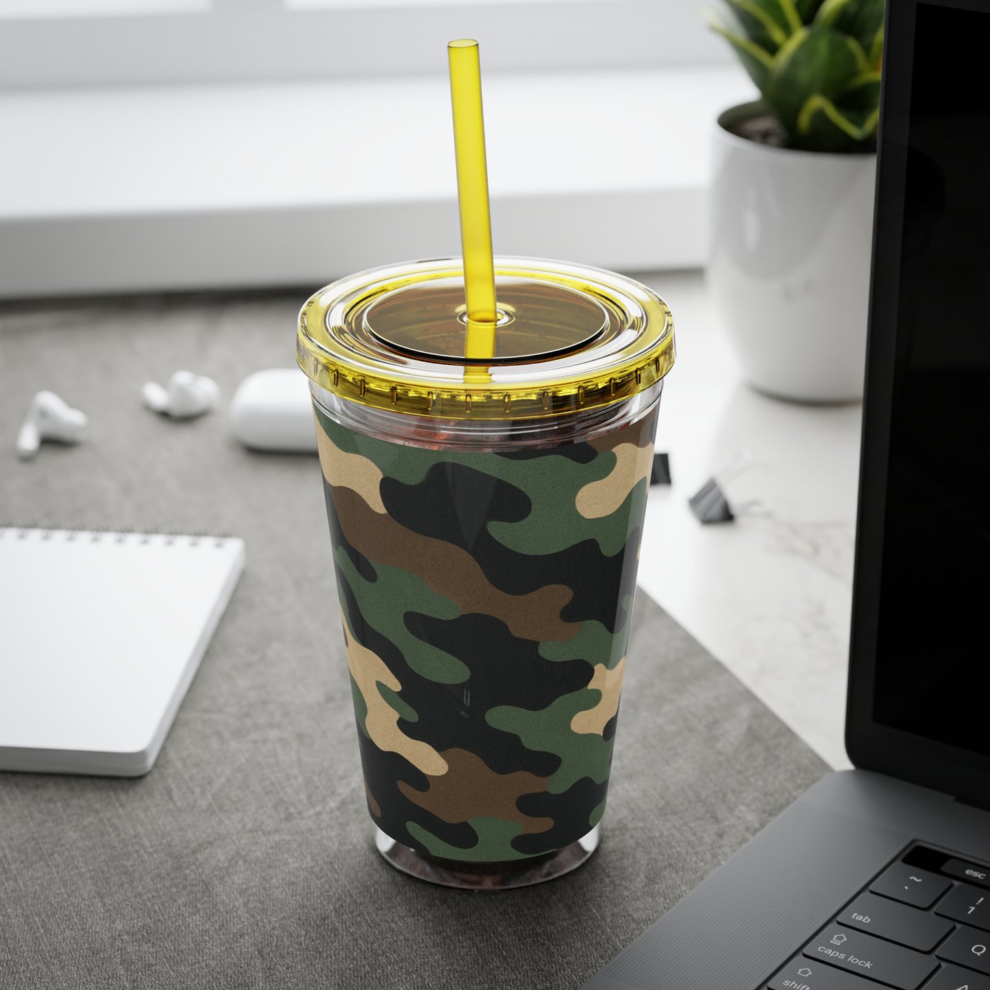 Stylish Camo Tumbler, 16oz Cup with Straw, Perfect for Outdoor Adventures, Gifts for Him, Travel Mug, Eco-friendly Drinkware, Camping