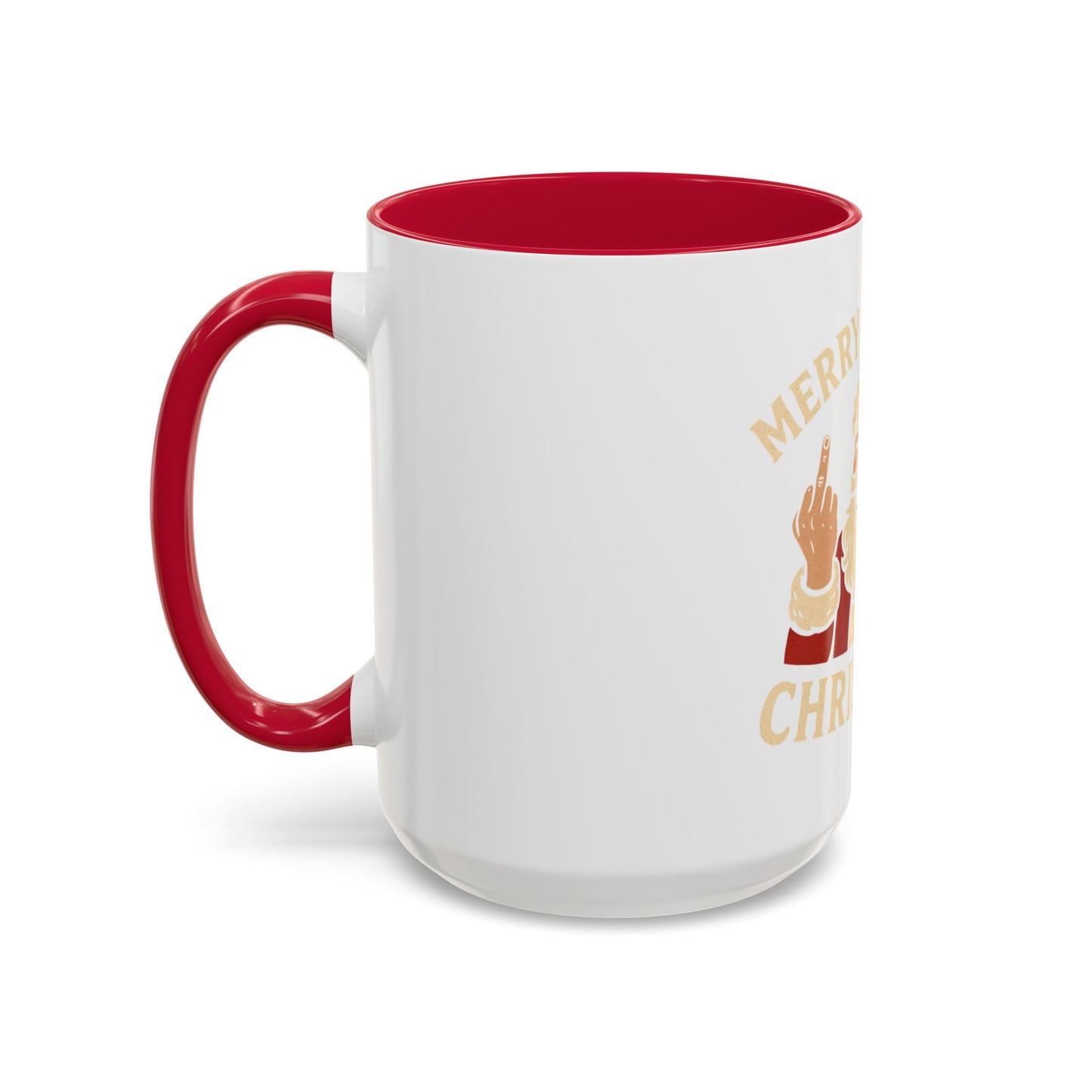 Irreverent Merry Christmas Mug — Funny Santa Middle Finger Coffee Cup (11oz & 15oz)