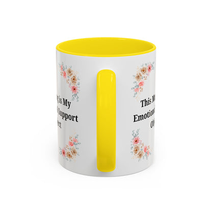 Floral Emotional Support Coffee Mug, Coffee Lover Gift, Funny Mug, Self-Care Necessity, Floral Design Mug, Unique Gift for Friends