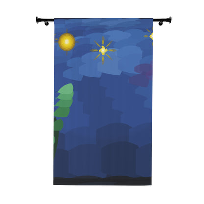 Blue Night Sky Window Curtain with Stars — Single Panel Decorative Curtain
