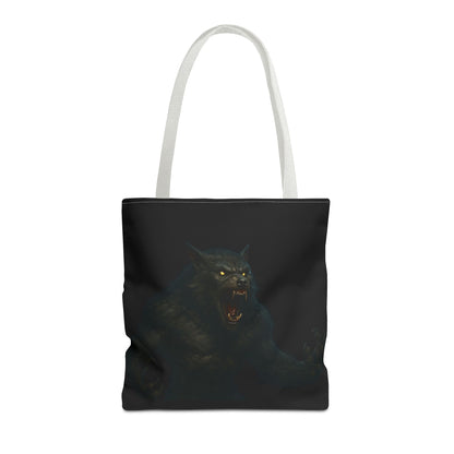 Fierce Werewolf Tote Bag, Halloween Accessories, Dark Art Tote, Animal Lover Gift, Geeky Shopping Bag - TRV