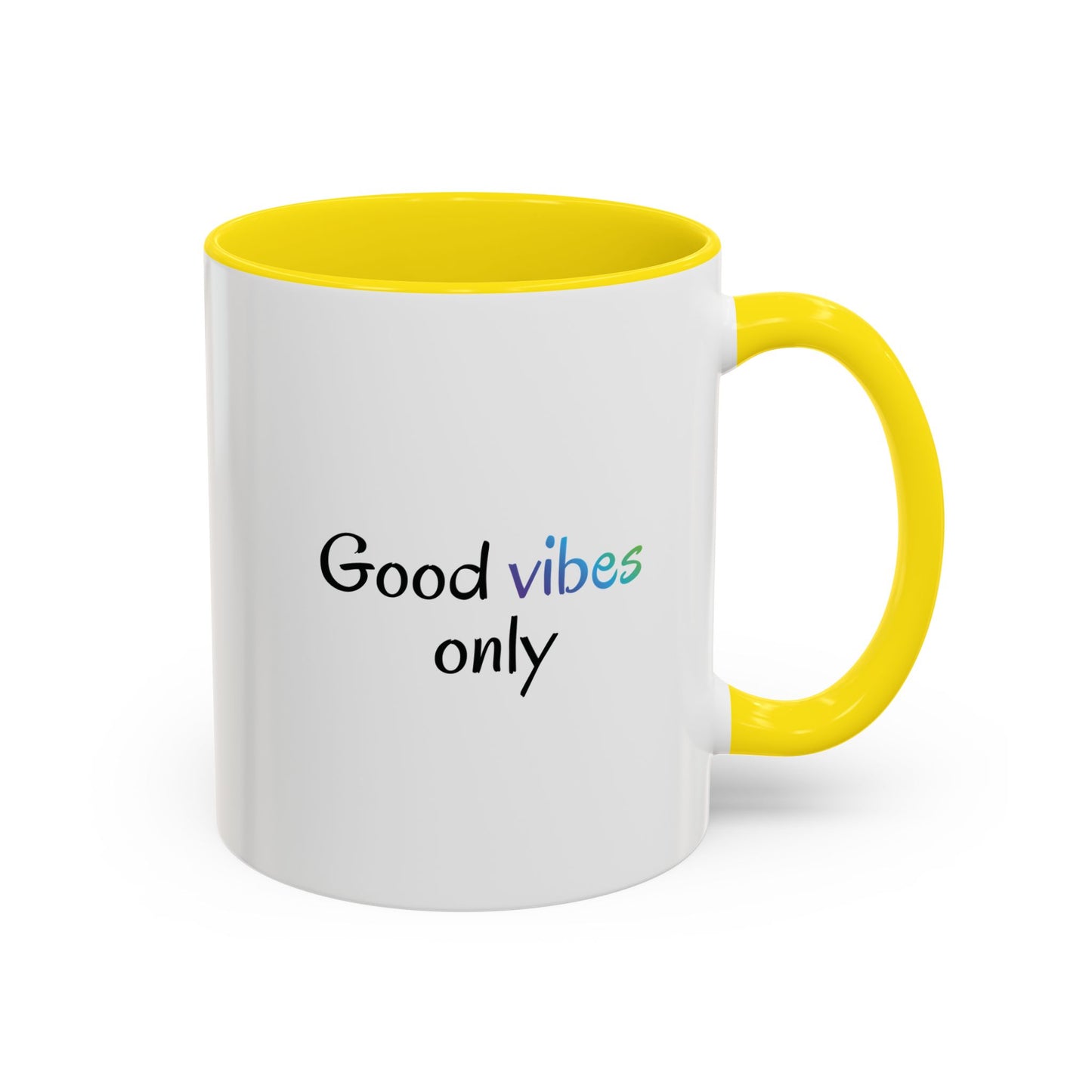 Good Vibes Only Accent Coffee Mug - Positive Energy 11 & 15oz Cup for Happiness, Inspirational Gift, Morning Motivation, Ceramic Tea Cup,