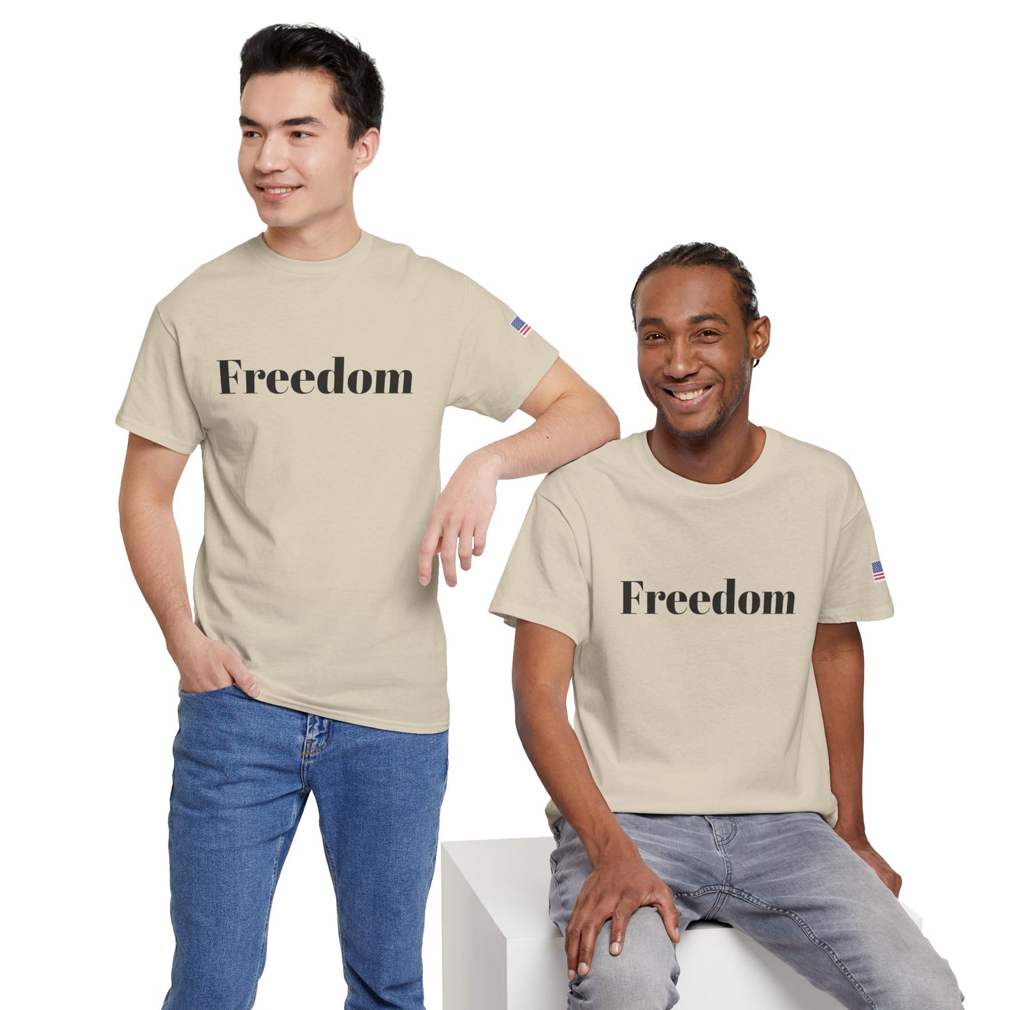 Freedom script tee | T-Shirt, American flag sleeve - TRV