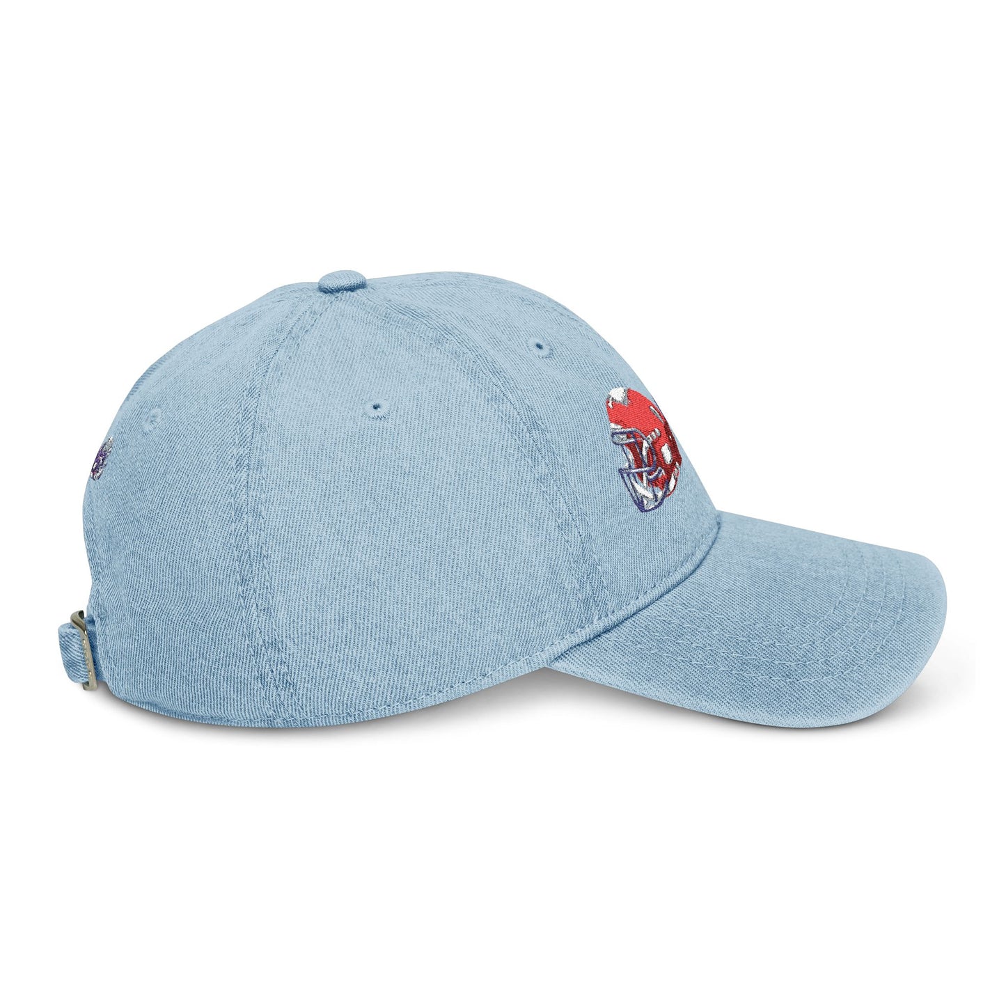 Football-Themed Denim Hat with Embroidery, Perfect Gift for Sports Lovers, Casual Wear, Game Day Accessories, Embroidered Cap