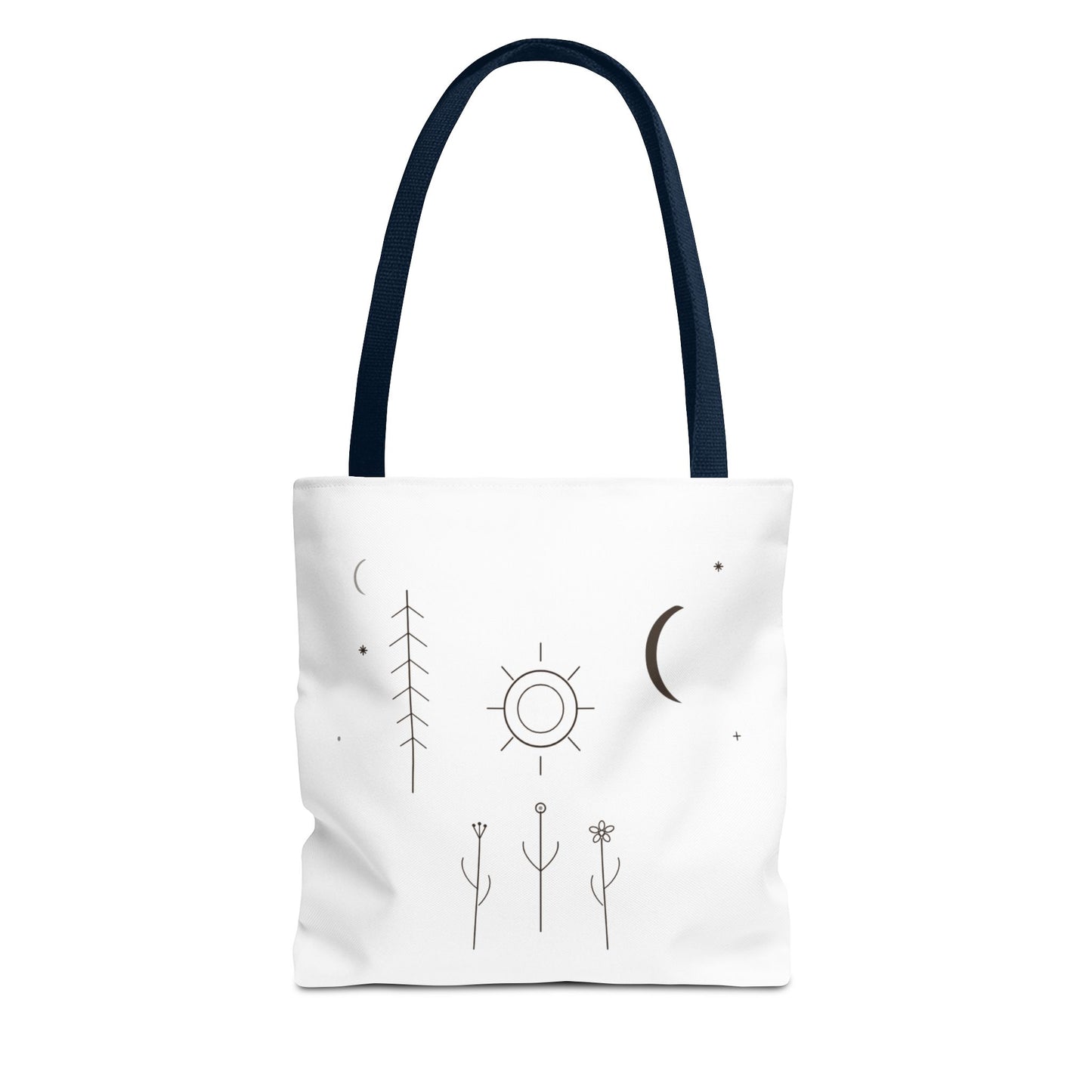 Minimal Moon and Sun Botanical Tote | Celestial Line Art Bag