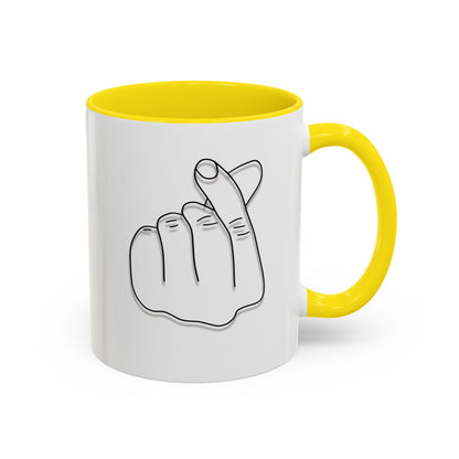 K-Pop Accent Mug - Love Gesture Design (11oz, 15oz), Korean Pop Coffee Cup, K-Pop Lover Gift, Cute Drinkware, Unique Mug