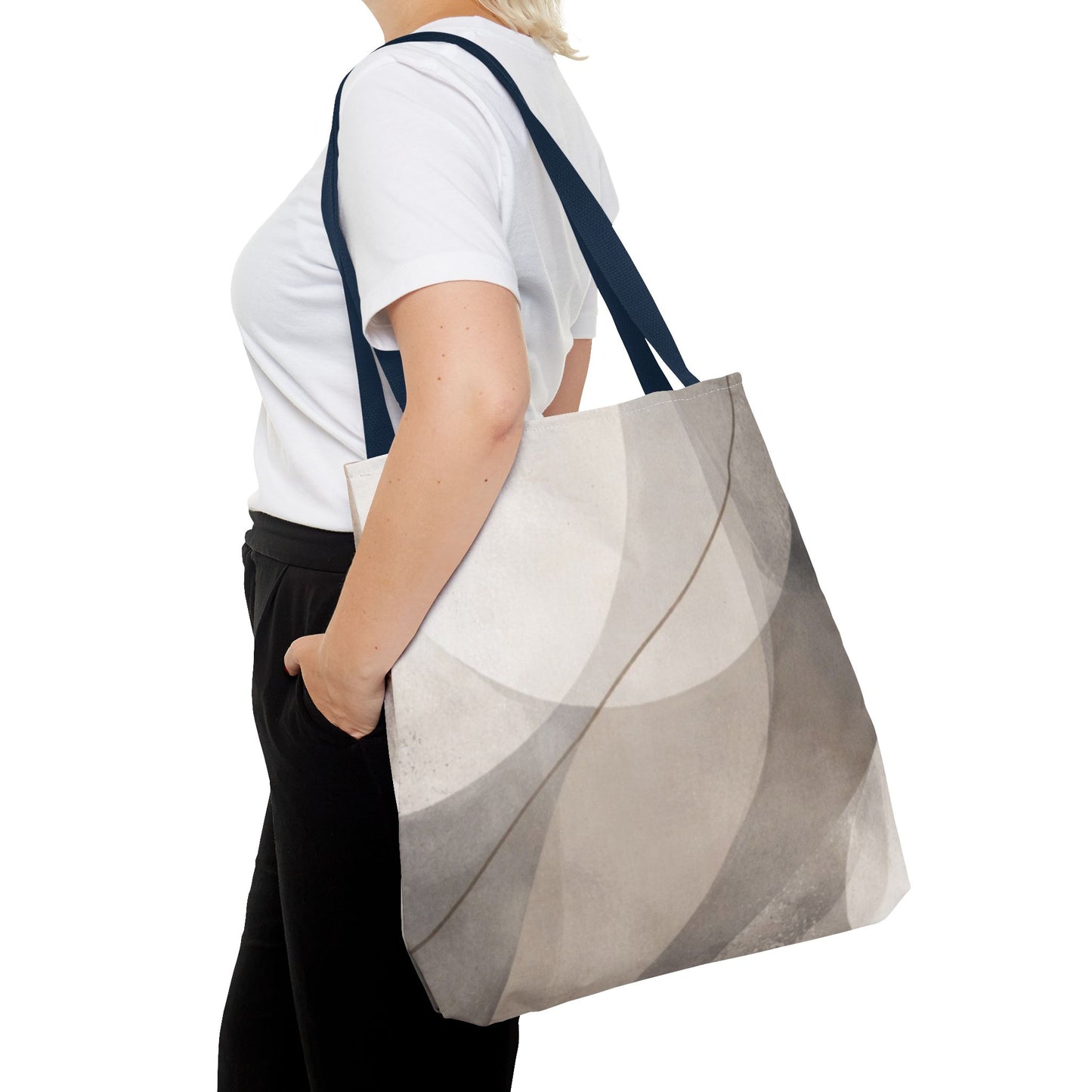 Neutral Abstract Watercolor Waves Tote Bag | All-Over Print