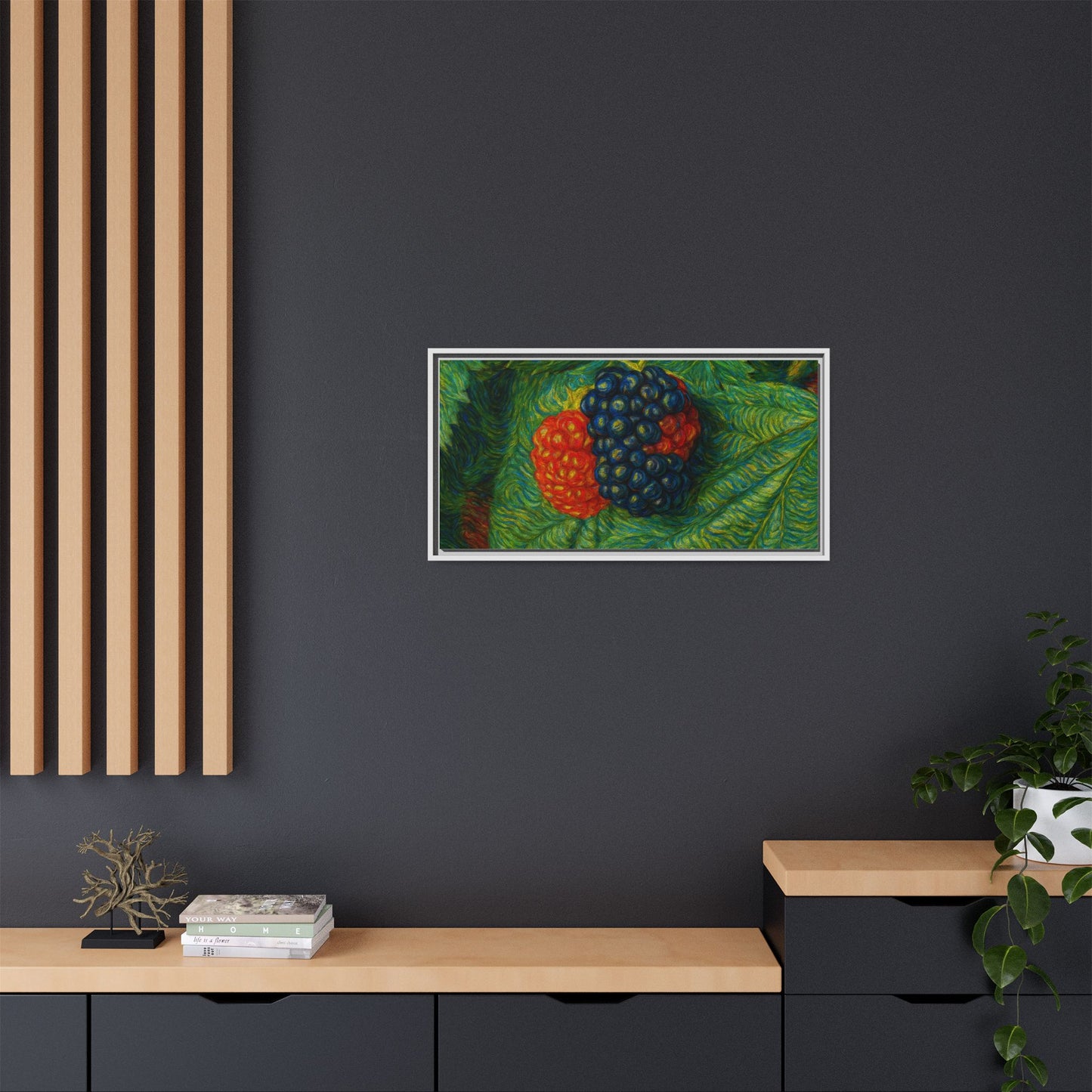 Van Gogh Style Blackberry Canvas Art, Framed Wall Decor, Botanical Print, Summer Home Decor, Gift for Garden Lovers - TRV