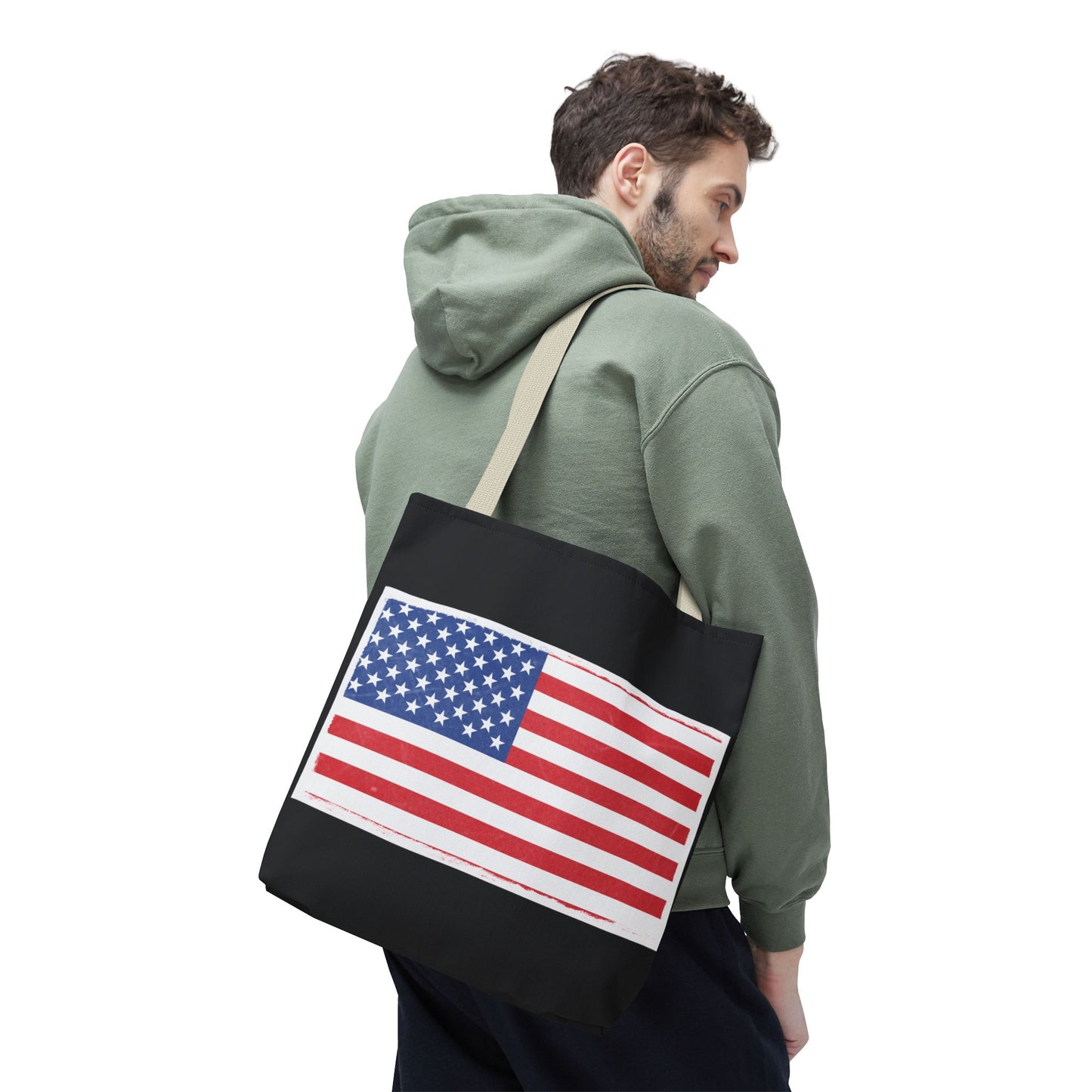 Patriotic Tote Bag, American Flag Carryall, Beach Bag, Reusable Shopping Tote, Independence Day Gift - TRV