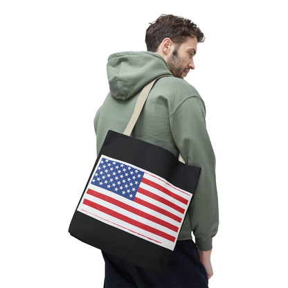 Patriotic Tote Bag, American Flag Carryall, Beach Bag, Reusable Shopping Tote, Independence Day Gift - TRV