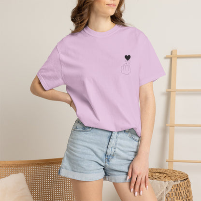 Unisex Garment-Dyed T-Shirt with Heart Design | Casual Trendy Wear for All Occasions