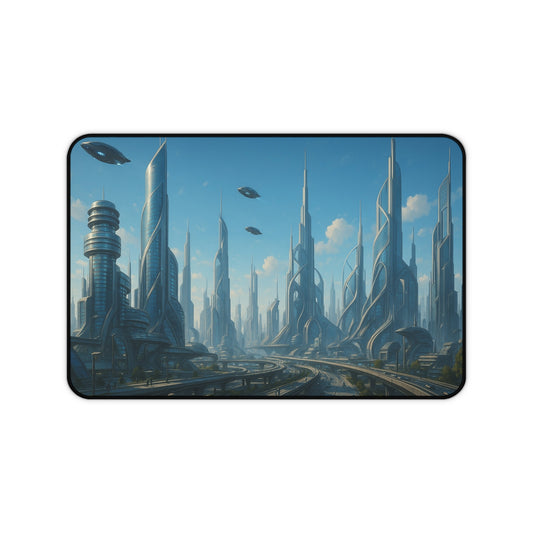 Futuristic Cityscape Desk Mat Sci Fi Skyline Mousepad - TRV