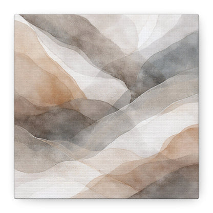 Neutral Abstract Watercolor Waves Canvas