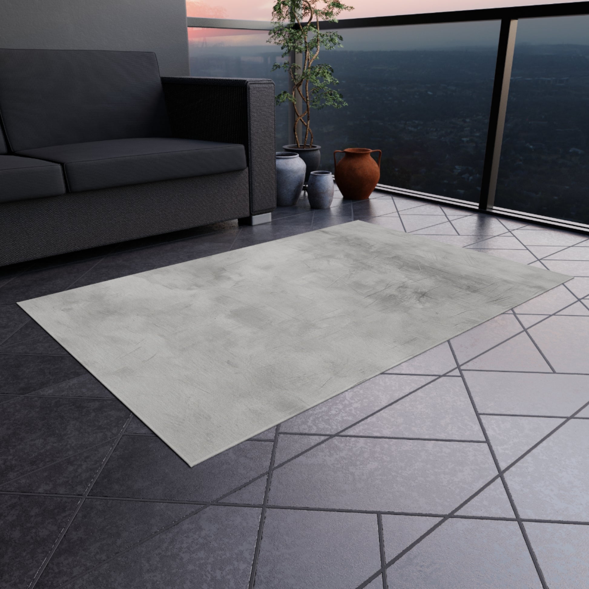 Stylish Outdoor Rug for Patios, Decks, and Gardens | Modern Gray Area Rug, Indoor-Outdoor Flooring, Home Decor - TRV