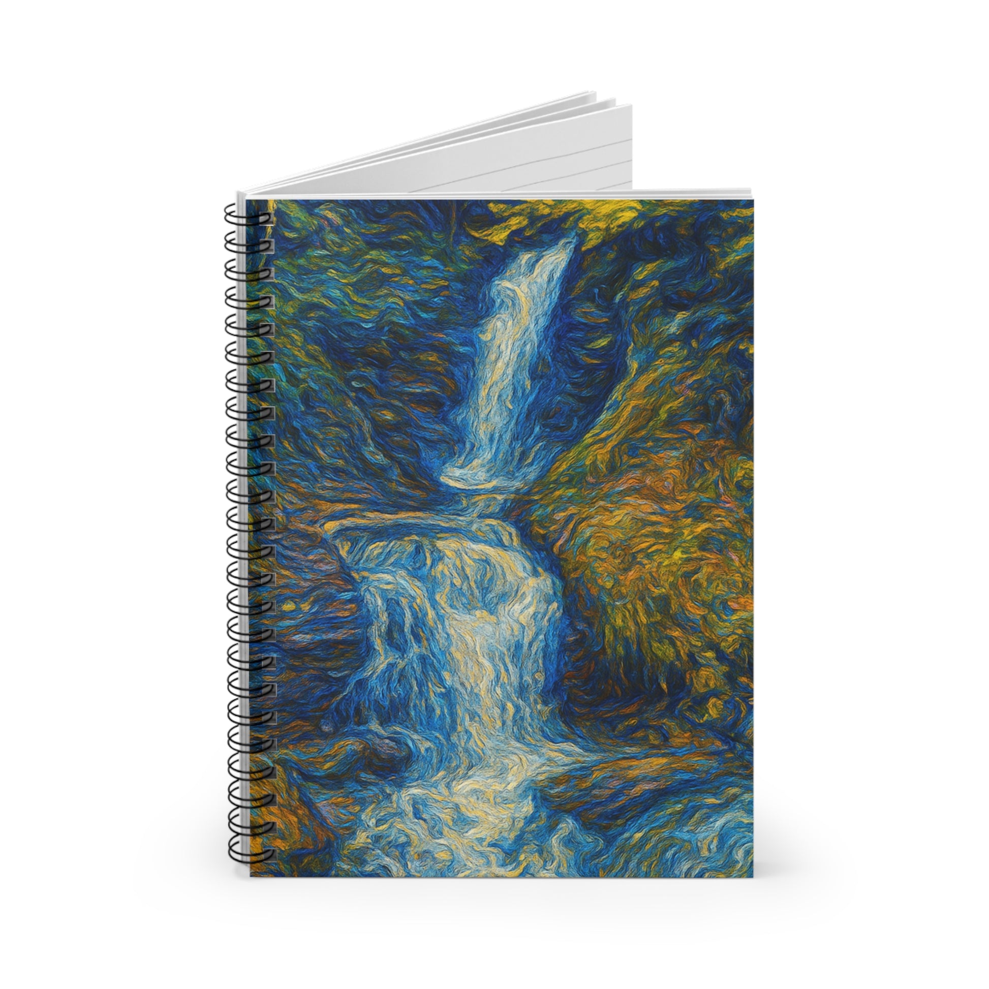 Artistic Spiral Notebook - Waterfall Design, Nature Lover's Journal, Gift for Artists, Study Notebook, Eco-Friendly Stationery - TRV