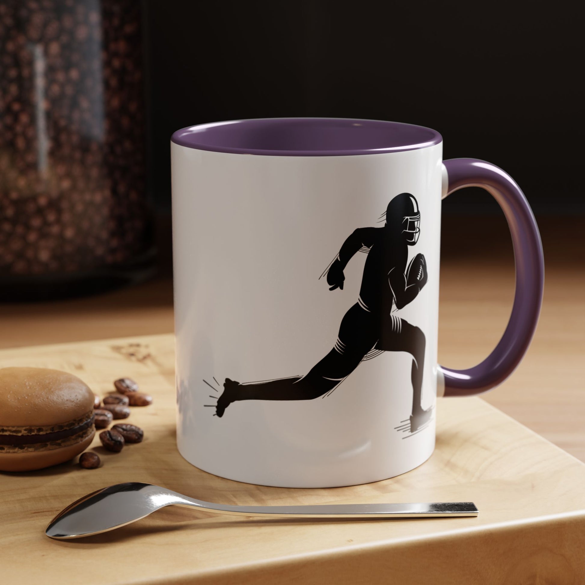 Football Player Themed Accent Coffee Mug, Sports Fan Gift, Unique Mug for Athletes, Coffee Lover, Game Day Essential - TRV