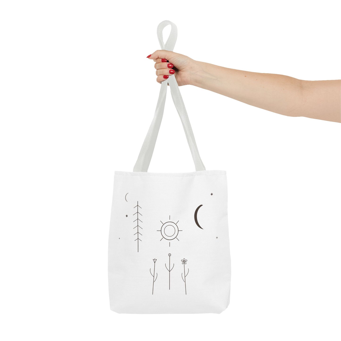 Minimal Moon and Sun Botanical Tote | Celestial Line Art Bag