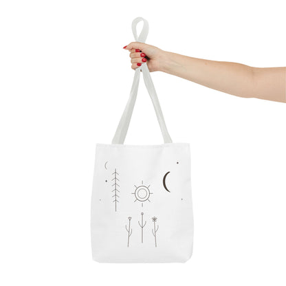 Minimal Moon and Sun Botanical Tote | Celestial Line Art Bag