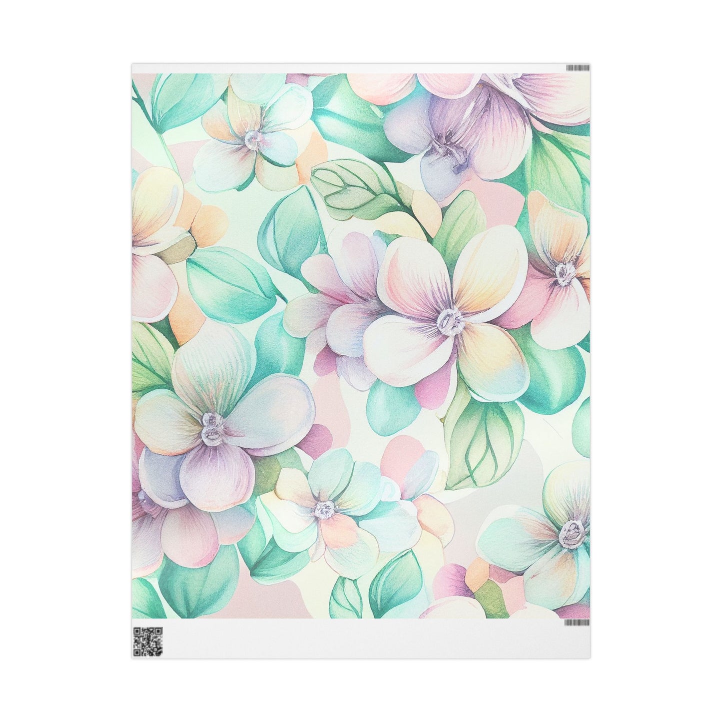 Floral Pastel Wrapping Paper Roll — Watercolor Hydrangea Gift Wrap
