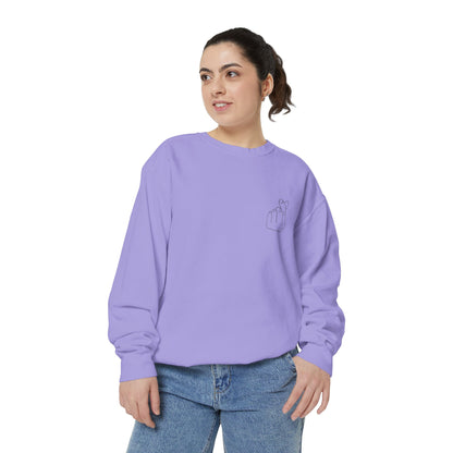 Minimalist Peace Hand Sweatshirt — Small Chest Line Art Crewneck