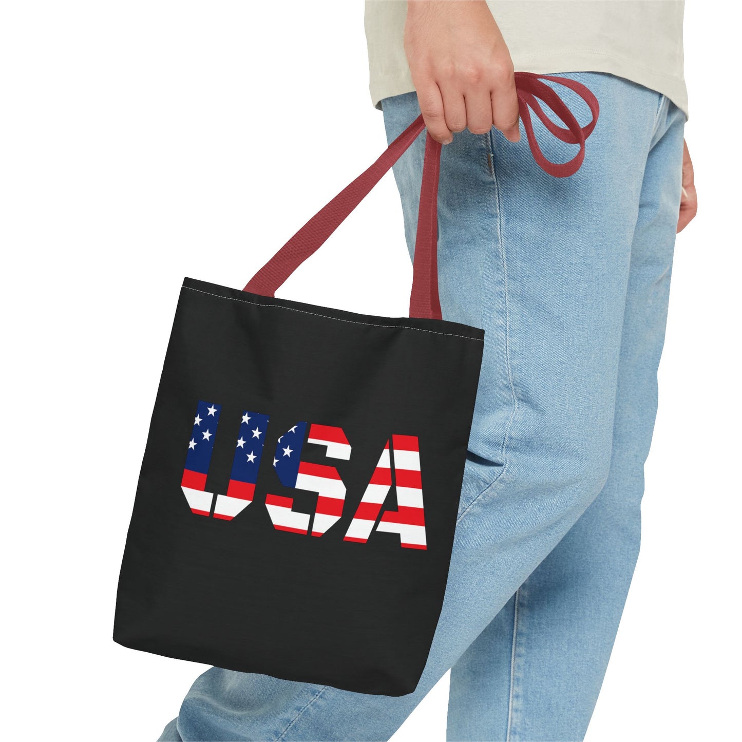 Patriotic USA Print Tote Bag, Reusable Shopping Bag, 4th of July Gift, Summer Carryall, American Flag Style - TRV