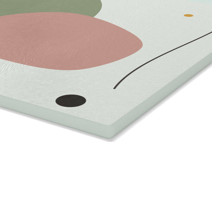 Abstract Organic Shapes Glass Cutting Board | Modern Minimal Kitchen Décor