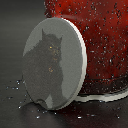 Soapstone Car Coaster — Black Cat Night Design