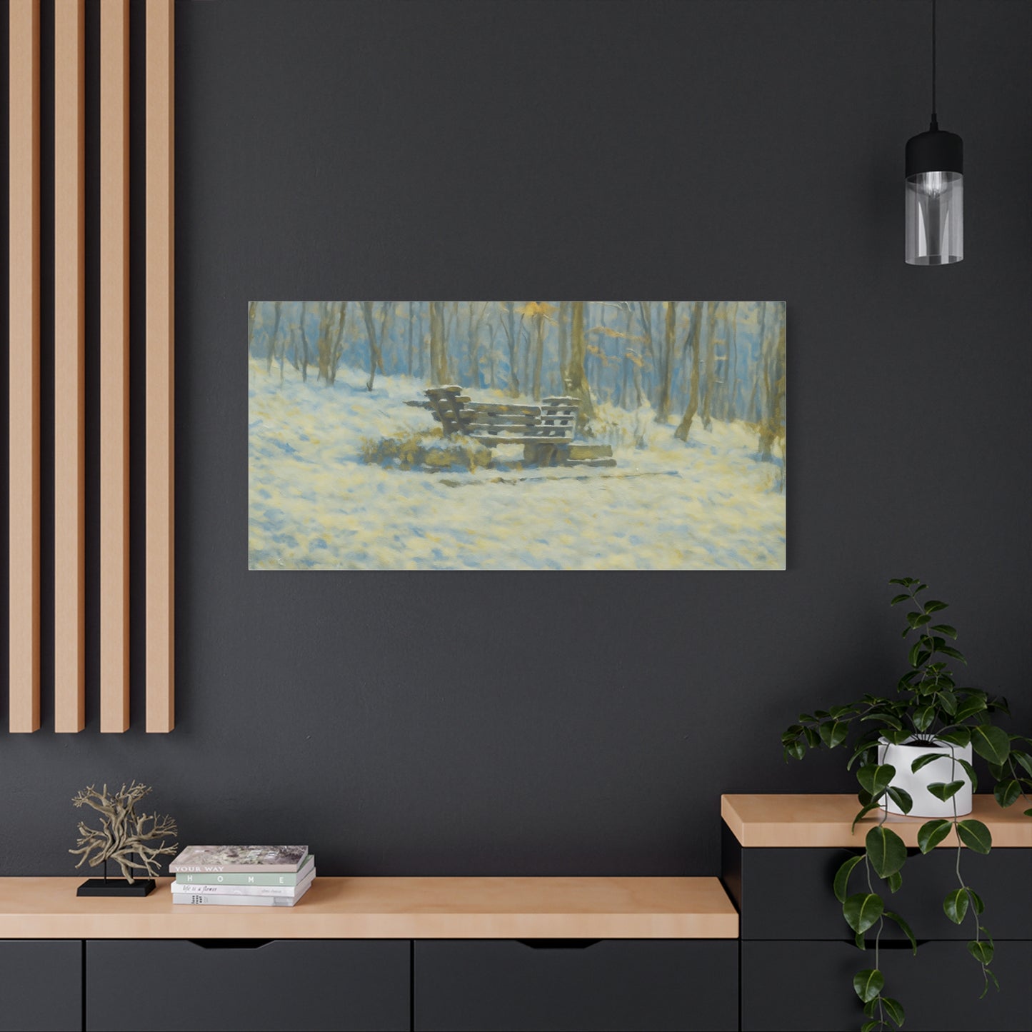 Winter Serenity Canvas Wall Art, Cozy Living Room Decor, Nature Landscape Print, Gift for Art Lovers, Home Decor, Seasonal Artwork - TRV