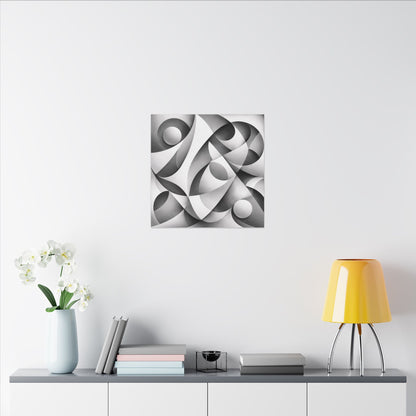 Monochrome Abstract Geometric Art Matte Canvas