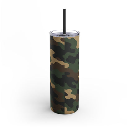 Camouflage Skinny Tumbler | 20oz Camo Travel Cup, Reusable Drinkware, Outdoor Adventure Gift, Eco-Friendly Holiday Mug - TRV